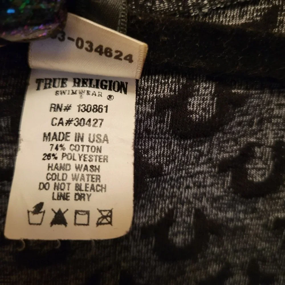 True Religion Womens Shorts Grey M Romper  All-Over Logo Print Pants - Picture 5 of 9